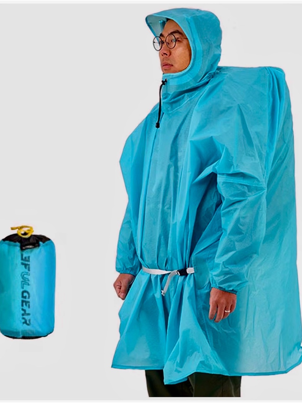 3FULGEAR Hooded Packable Rain Poncho - 15d Lightweight Waterproof - Medium